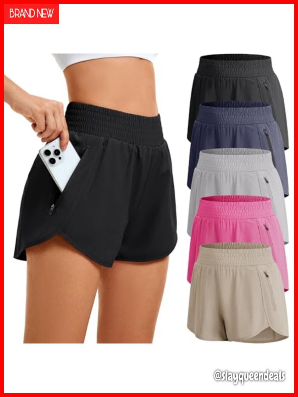 5 Pack Women's Athletic Workout Shorts High Waisted Running Gym Shorts